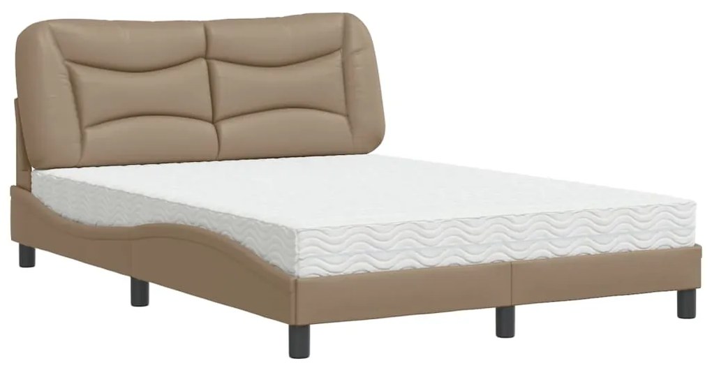 3208721 vidaXL Pat cu saltea, cappuccino, 140x190cm piele ecologică