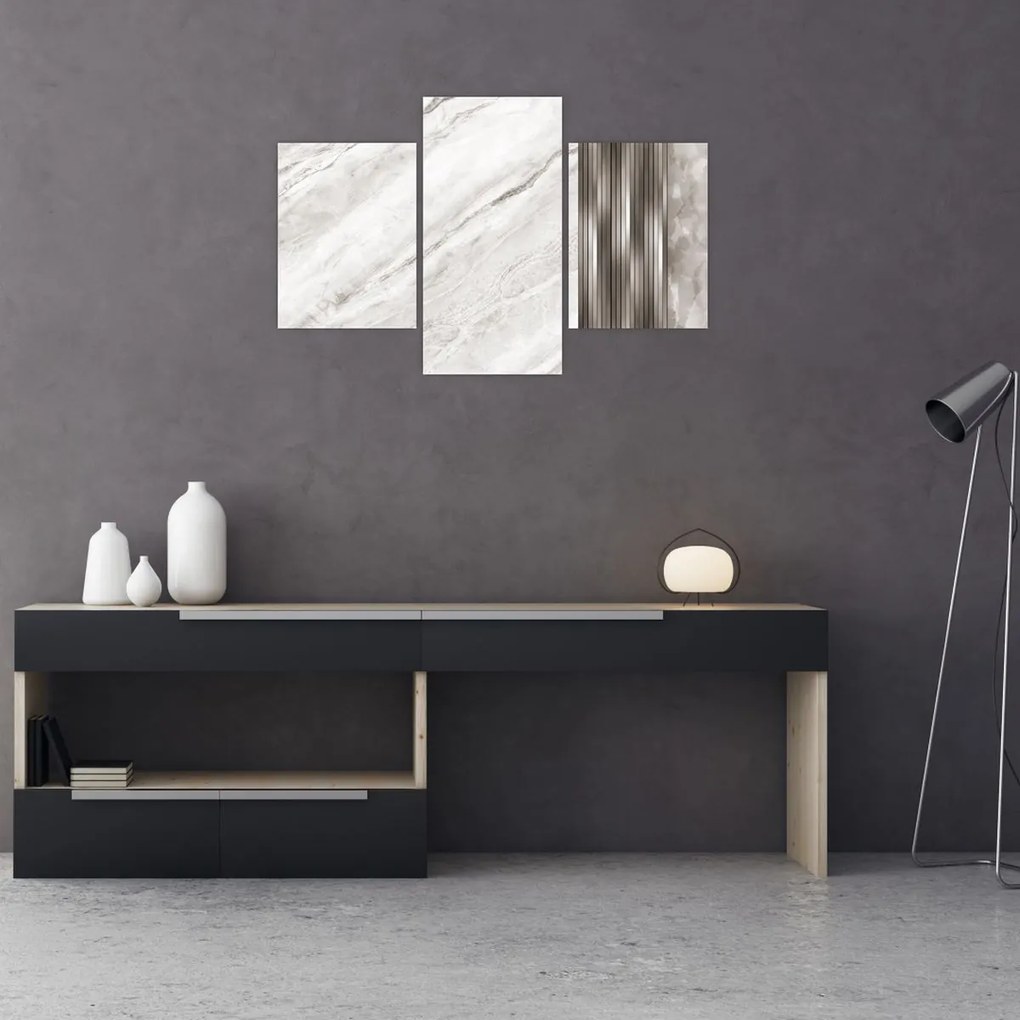 Tablou - Marmură cu linii argintii (90x60 cm)