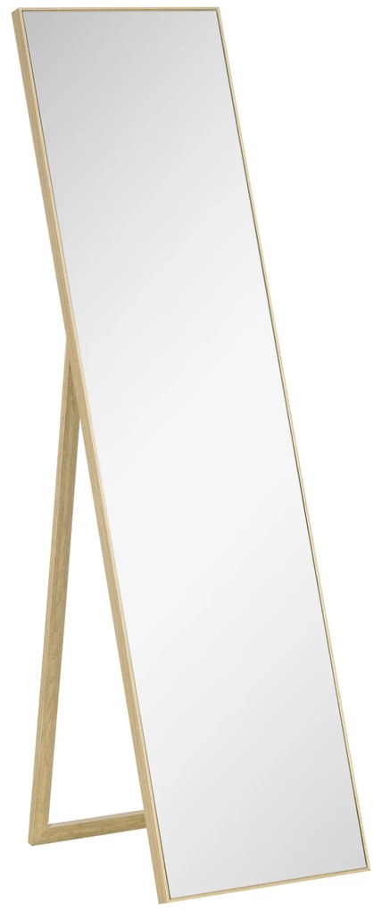 HOMCOM Oglindă rectangulară de podea pentru vestiar, living, baie, hol 40 x 47 x 147 cm natural | Aosom Romania