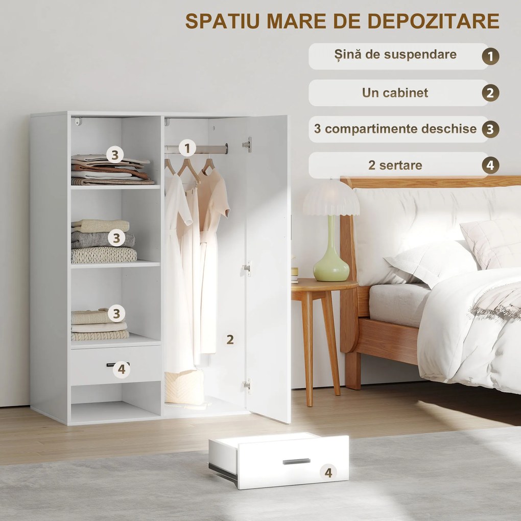 HOMCOM Dulap Modern Alb Sertare | Aosom Romania