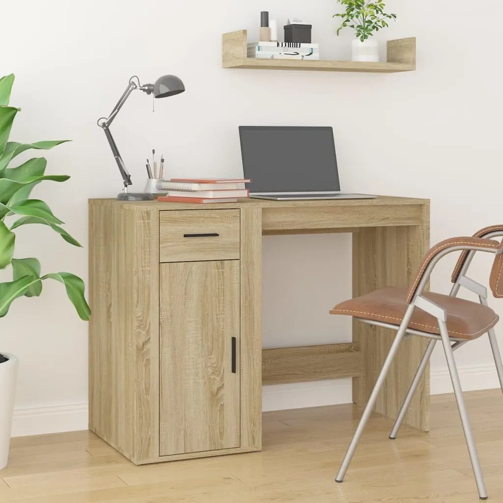 vidaXL Birou, stejar sonoma, 100x49x75 cm, lemn prelucrat