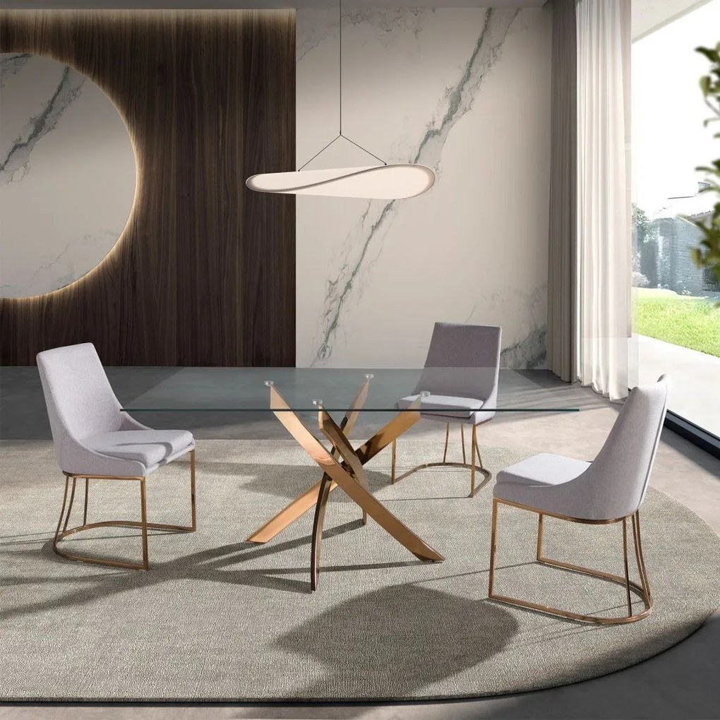 Masa dreptunghiulara design modern Veola auriu roze 150x95cm