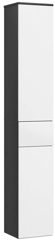 Kleankin Coloană de Baie Înaltă, Mobilier cu 2 Dulapuri, Sertar și Rafturi Reglabile din Lemn, 30x28x180 cm, Negru | Aosom Romania