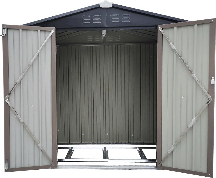 Depozit grădină pentru scule din tablă, maro / antracit, 2x1,3 m, RADOL