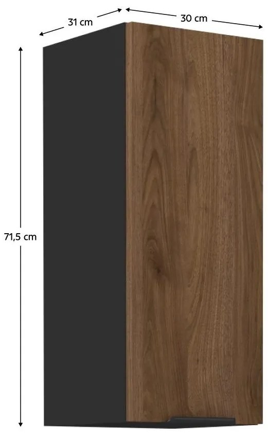Dulap superior de bucătărie Monzesa 30 G 72 1F (nuc okapi + negru) . 1096966