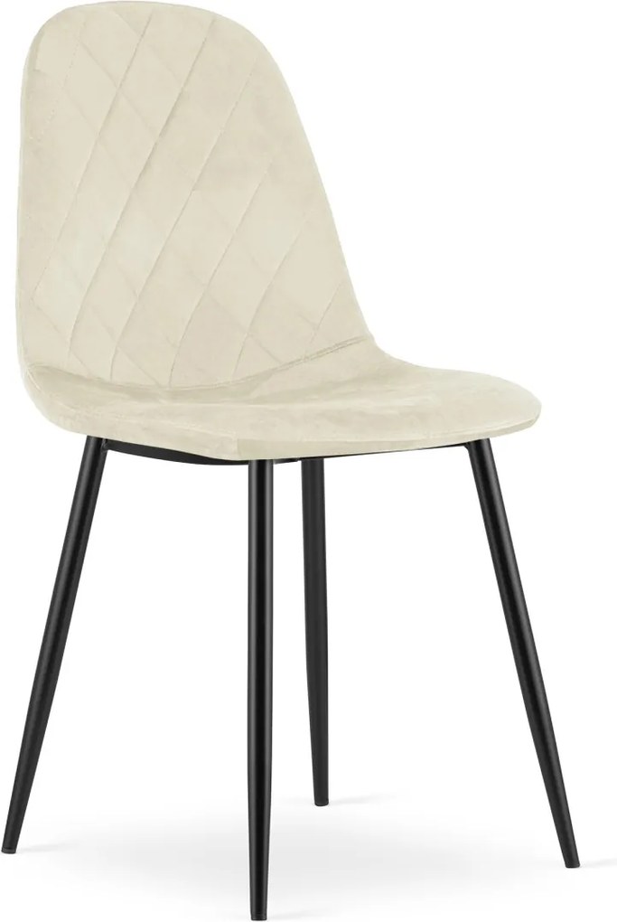 Scaun din catifea bej ASTI cu picioare negre