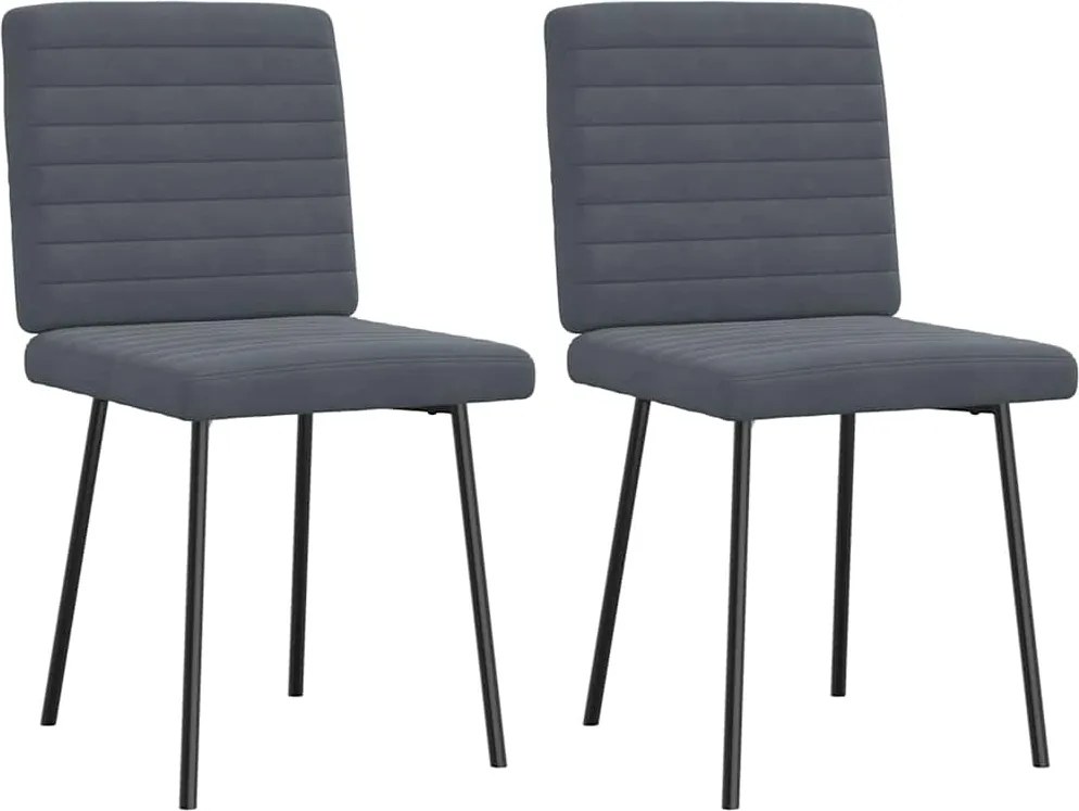 vidaXL Scaune de bucătărie, 2 buc., gri închis, catifea