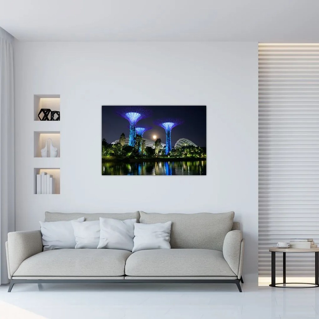 Tablou cu lună plină în grădinile din Singapur (90x60 cm)