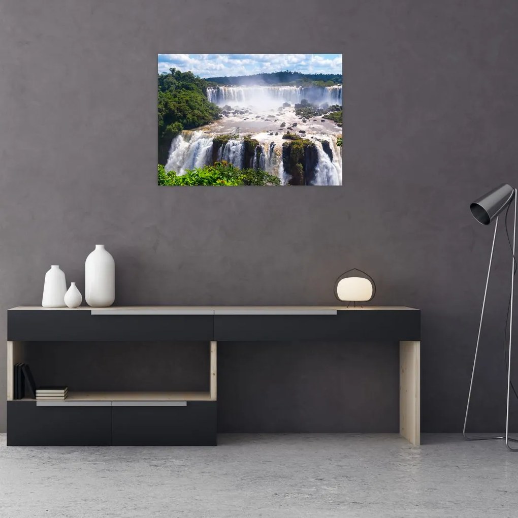 Tablou pe sticlă cu cascadele Iguass (70x50 cm)