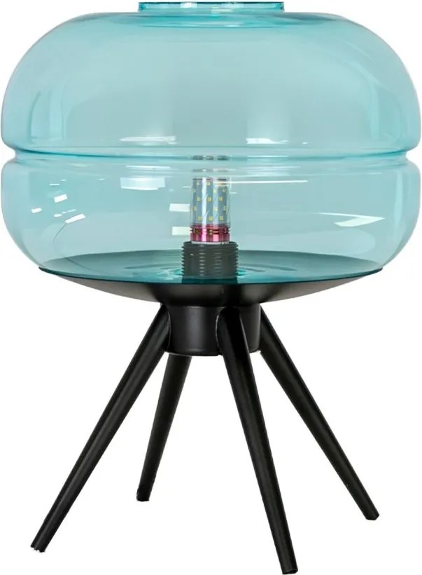 Lampa de masa LUX sticla albastra si otel negru