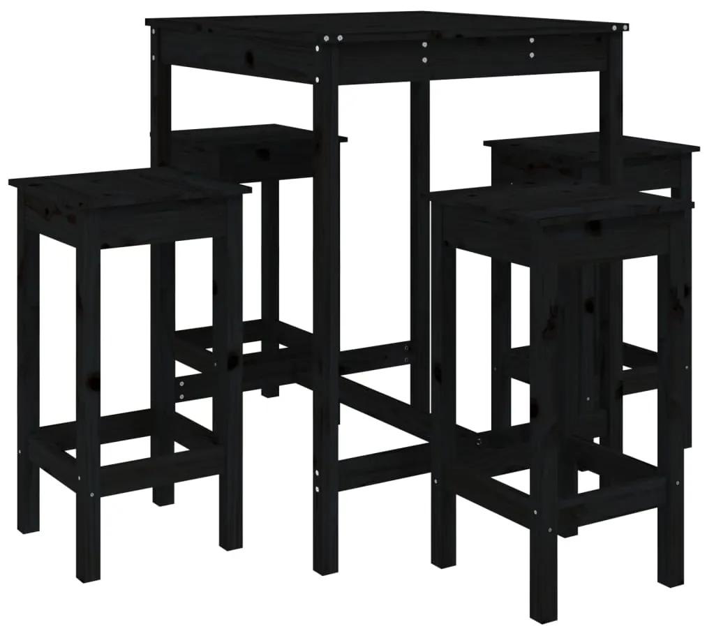 3154734 vidaXL Set mobilier bar de grădină, 5 piese, negru, lemn masiv de pin