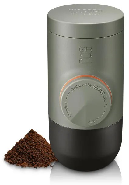 Espressor portabil Wacaco Minipresso GR2, Fara incarcare si baterii, 80 ml, 18 bar, Cafea macinata, Husa, Gri/Negru