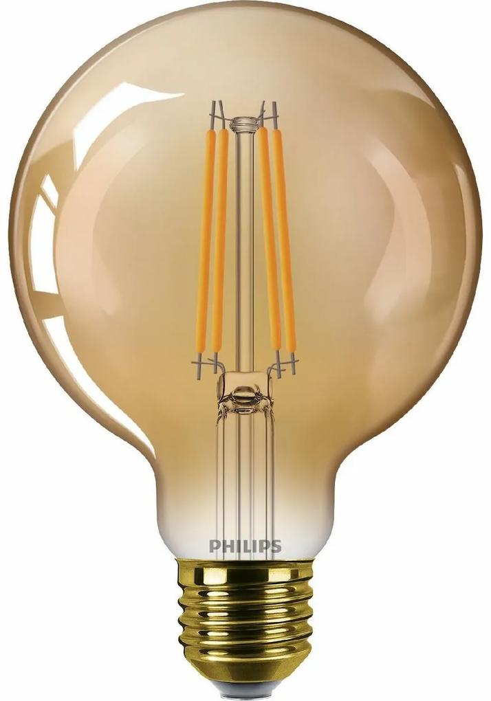 Bec cu filament LED Philips E27 G95 3,1W (25W)1800K, fără reglaj, chihlimbar, chihlimbar