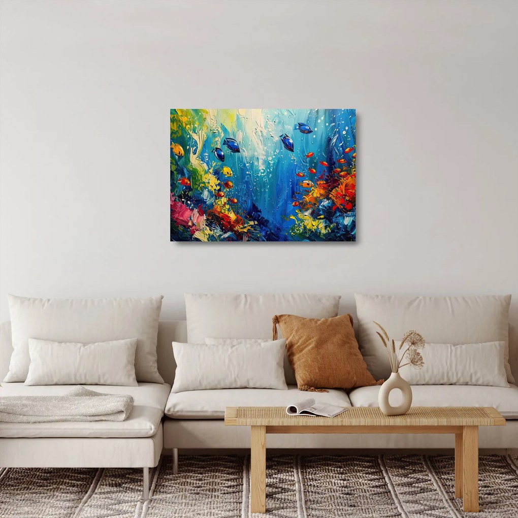 Tablou pe sticlă - Pictura lumii subacvatice (70x50 cm)