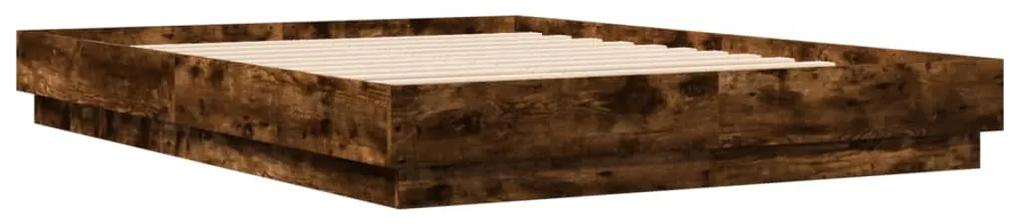 3209867 vidaXL Cadru de pat, stejar fumuriu, 120x200 cm, lemn prelucrat
