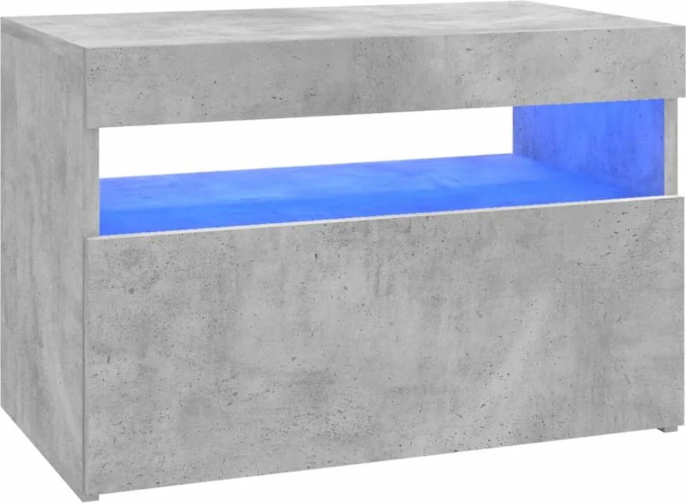 vidaXL Comodă TV cu lumini LED, gri beton, 60x35x40 cm