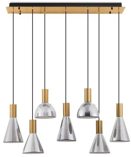 Lustra moderna cu 7 pendule LED, Metal, Sticla, Fumuriu, Voi