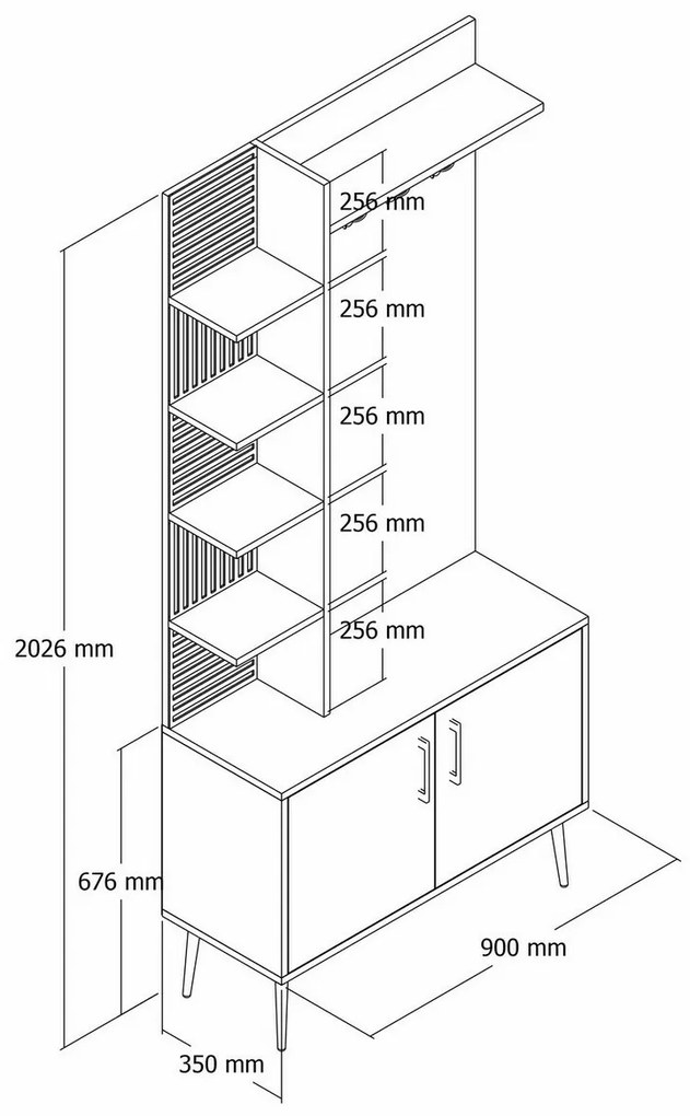 Cuier cu dulap pentru pantofi și rafturi ViyanaWalnut and Anthracite