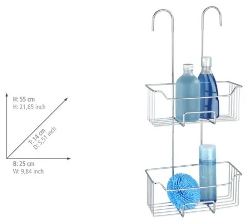 WENKO 24758100 - Poliță de duș MILO 25x55 cm argintie/transparentă