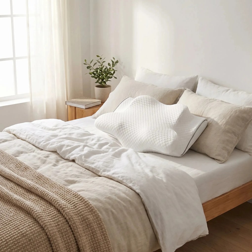 Perna cervicala ortopedica CERVI-SAN Ortho reglabila memory foam, husa lavabila