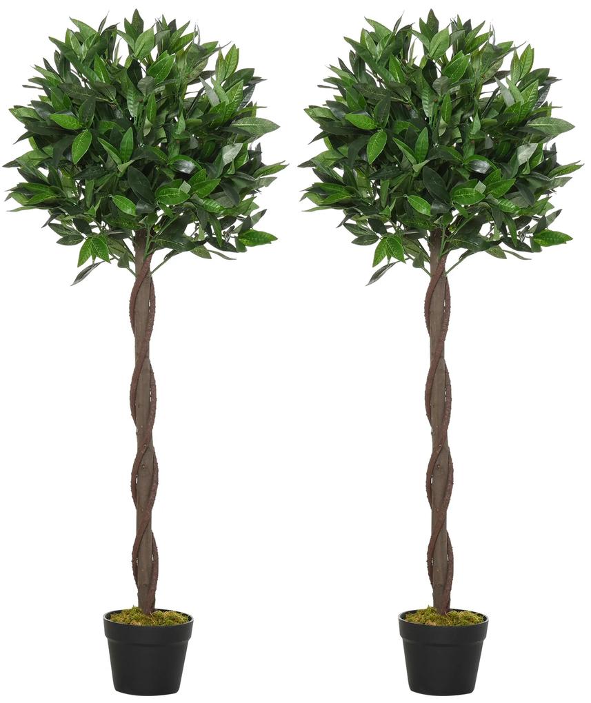 Outsunny set 2 plante artificiale,Ф16x120 cm fiecare, verzi | Aosom Ro