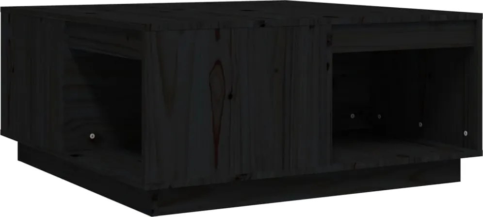 vidaXL Măsuță de cafea, negru, 80x81x36,5 cm, lemn masiv de pin