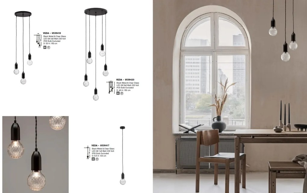 Lustra moderna cu 5 pendule design minimalist VEDA