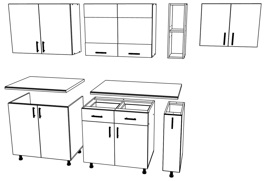 Set haaus V16, Lemn Natural/Alb, Blat Thermo 28 mm, L 240 cm