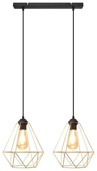 Lustră pe cablu KARO 2xE27/15W/230V auriu/negru