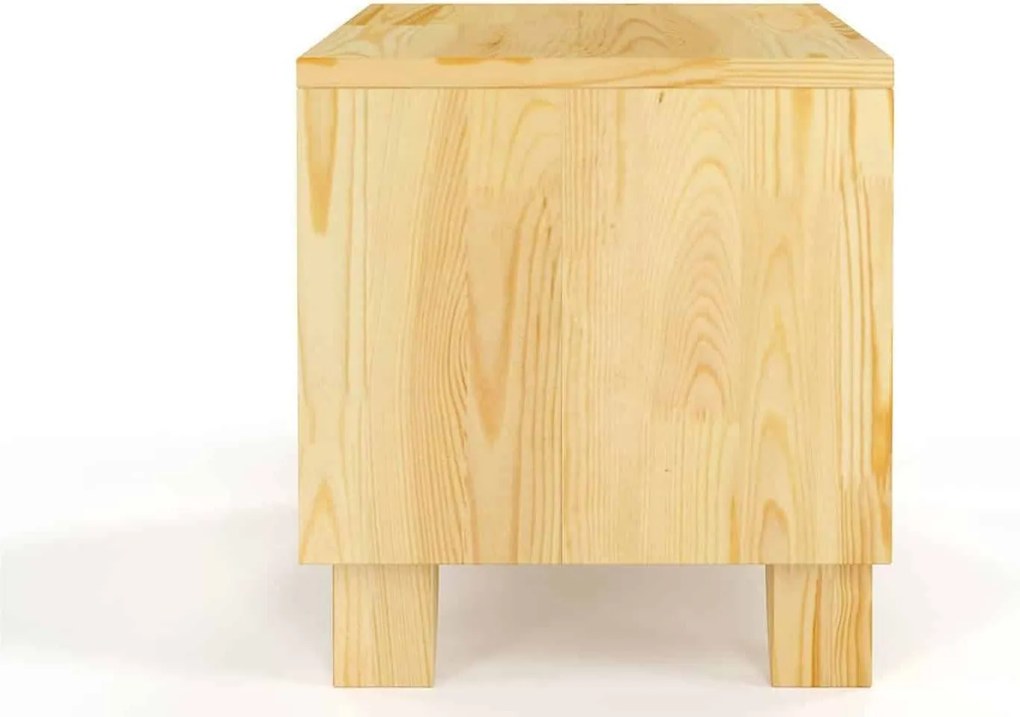 Noptieră lemn masiv TerraCraft 1 Sertar 2 Rafturi Pin, 45 × 35 × 39 cm - Alb Pur