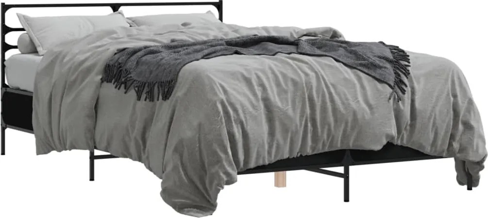 vidaXL Cadru de pat, negru, 140x200 cm, lemn prelucrat și metal