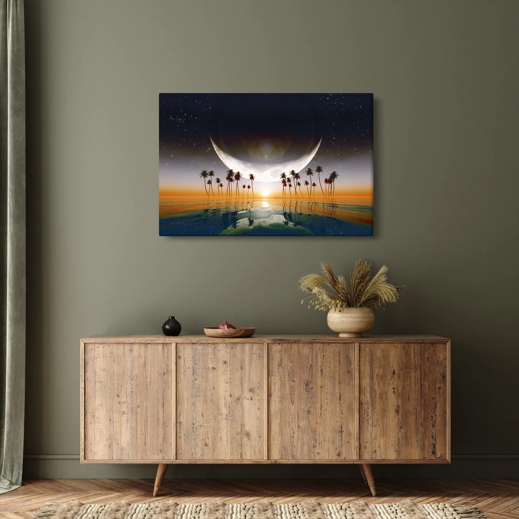 Tablou- Luna deasupra palmierilor (90x60 cm)