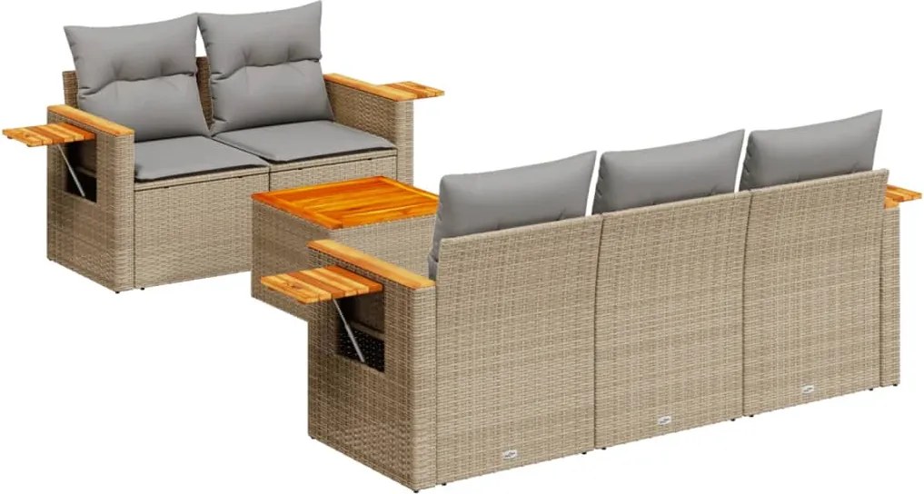 vidaXL Set canapele de grădină cu perne, 6 piese, bej, poliratan