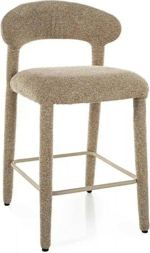 Scaun bar CAVA H-2, bej, stofă/metal, 51x45x88 cm