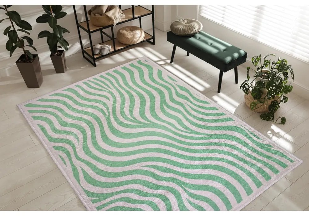 Covor verde lavabil 80x150 cm Green Zebra – Vitaus