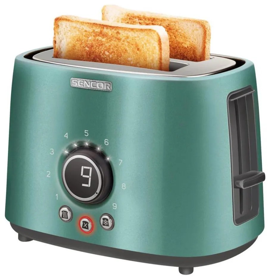 Sencor - Prăjitor de pâine cu 2 fante și încălzitor pentru chifle, 1000 W/230 V, culoare mentă