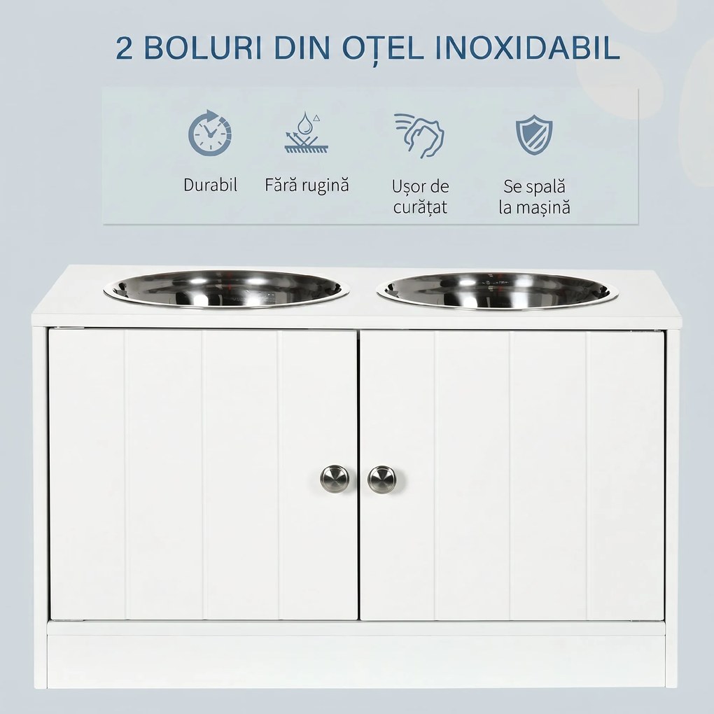 Boluri Înălțate PawHut pentru Câini Mari cu Dulap de Depozitare 44L, Suport Înălțat pentru Hrănirea Confortabilă a Câinilor | Aosom Romania