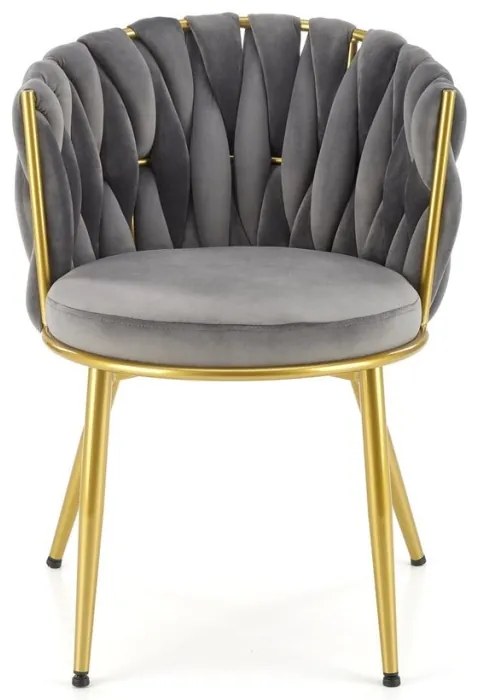 Set 6 scaune K517 velvet gri/auriu