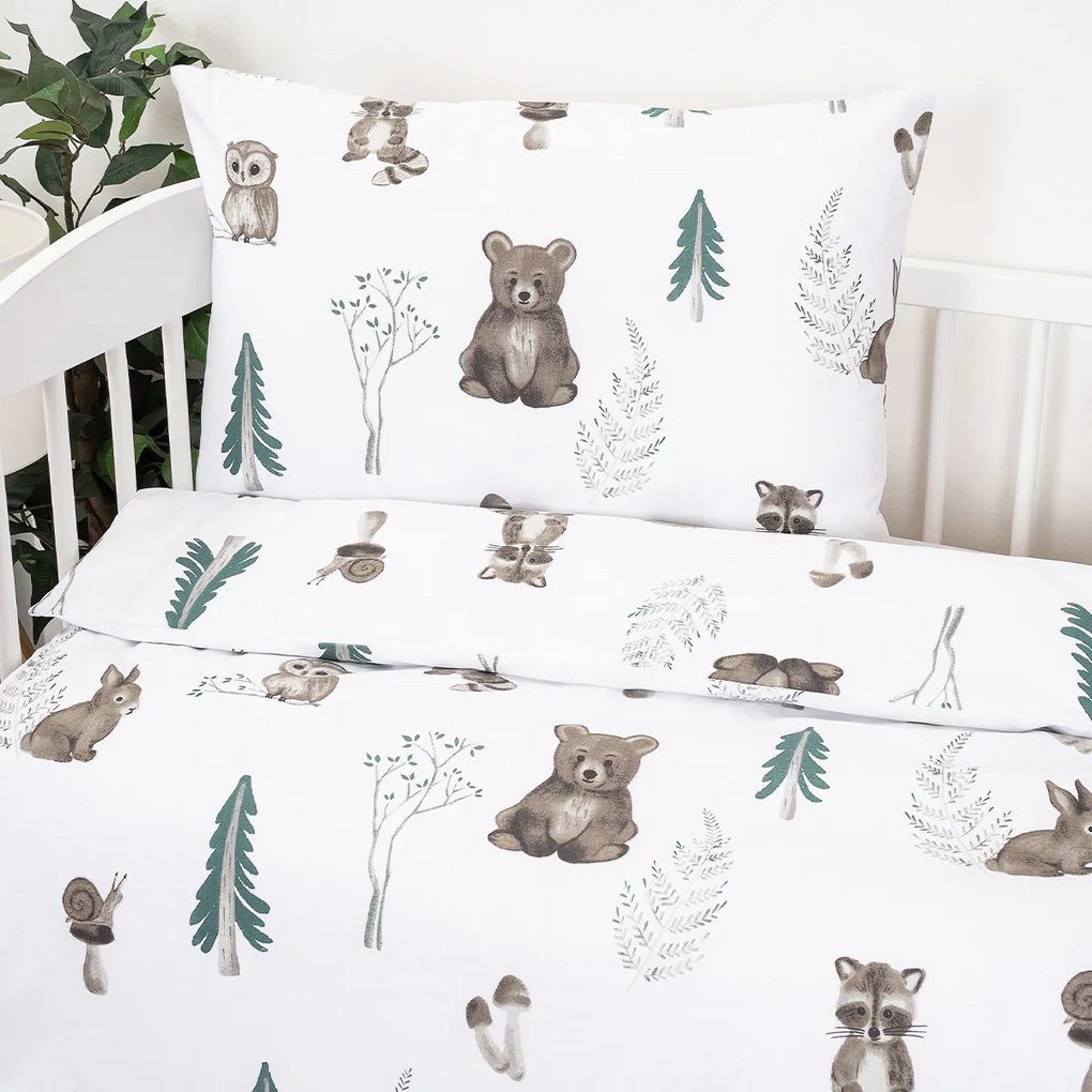 Lenjerie de bumbac pentru pătuț 4Home ForestFriends, 100 x 135 cm, 40 x 60 cm