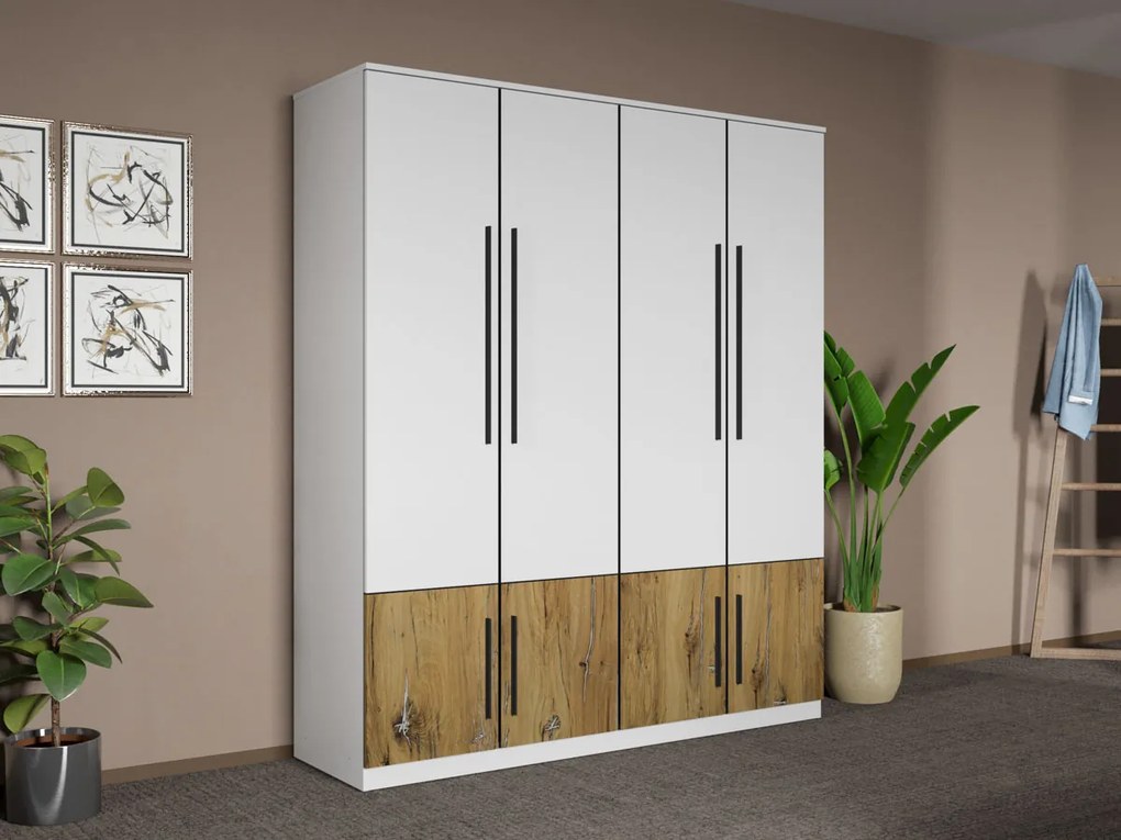 Set mobila dormitor 4 piese Alb/Stejar Eclipse C06