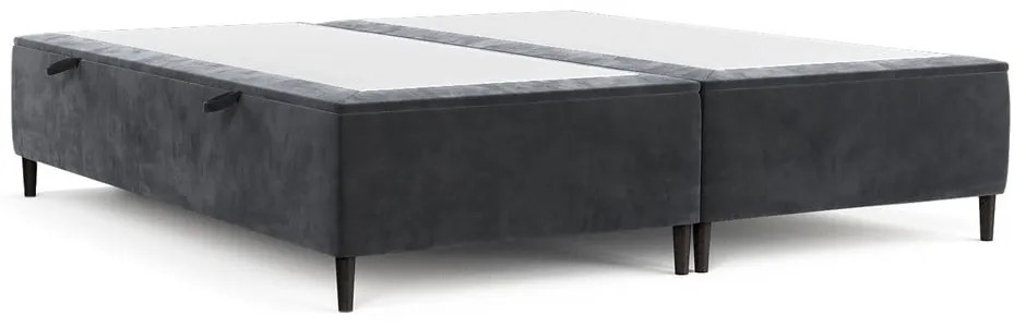 Pat matrimonial gri antracit tapițat cu spațiu de depozitare 140x200 cm Tate – Maison de Rêve