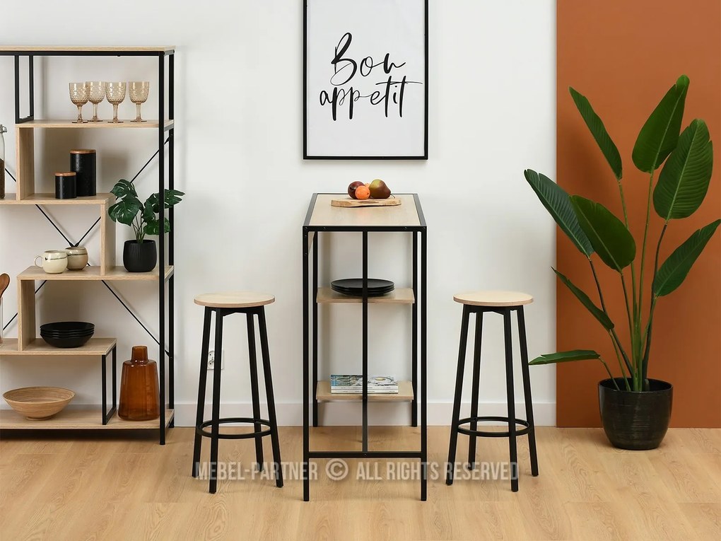 Set de bar Everet (sonoma + negru) (pentru 2 persoane). 1111871