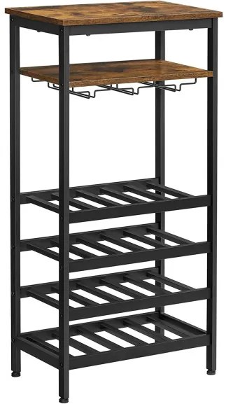 Suport Pentru Sticle, Maro Rustic Si Negru, 50 Cm