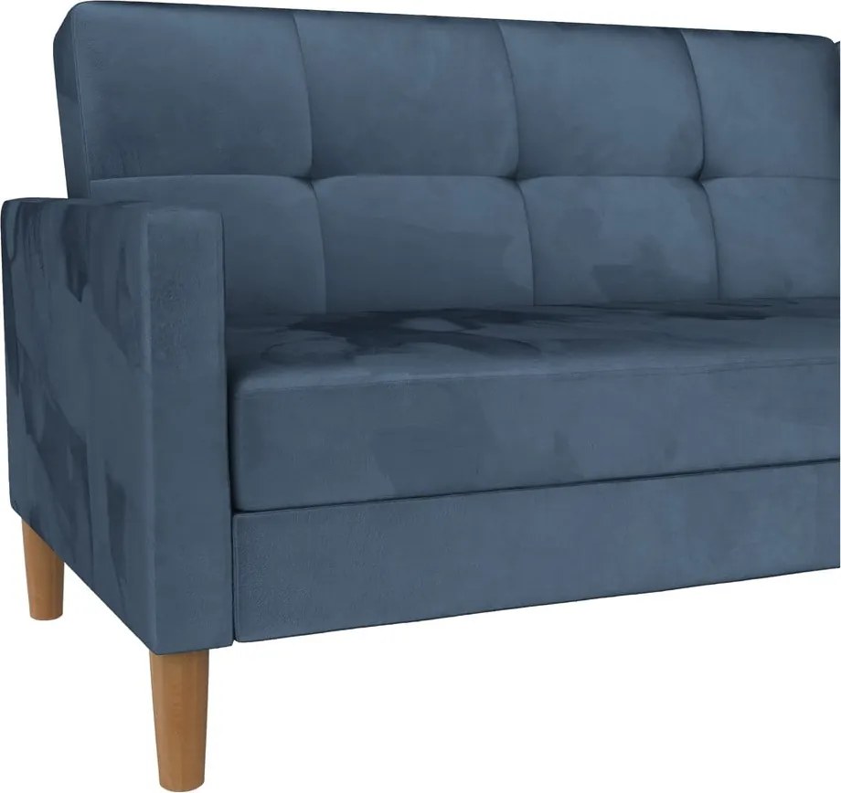 Colțar albastru extensibil cu tapițerie din catifea (cu colț variabil) Lilly – Støraa