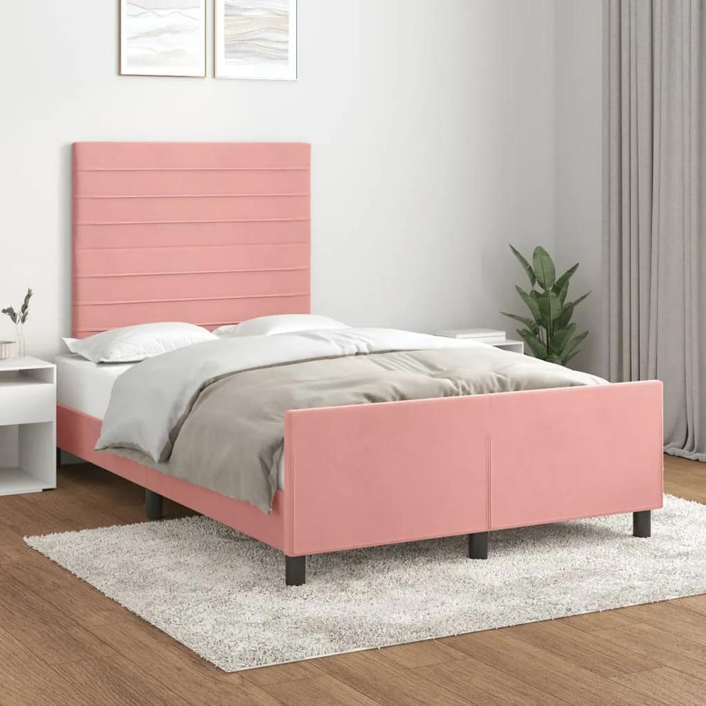 3125811 vidaXL Cadru de pat cu tăblie, roz, 120x200 cm, catifea