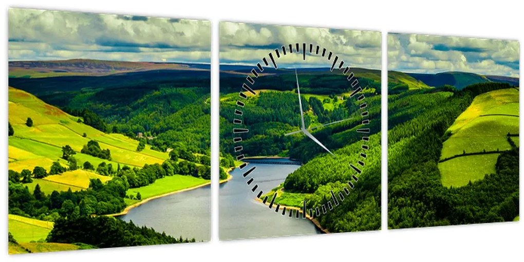 Tablou - Peisaj verde (cu ceas) (90x30 cm)