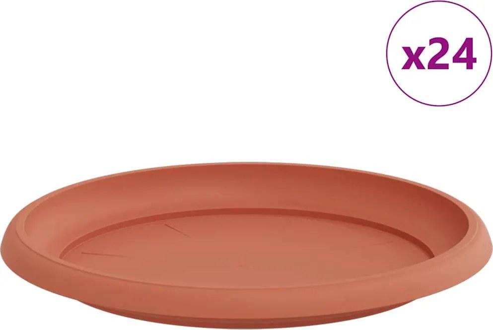 vidaXL Tavă rotundă pentru flori 24 pcs Roșu cărămidă Ø 23,5 x 2,5 cm