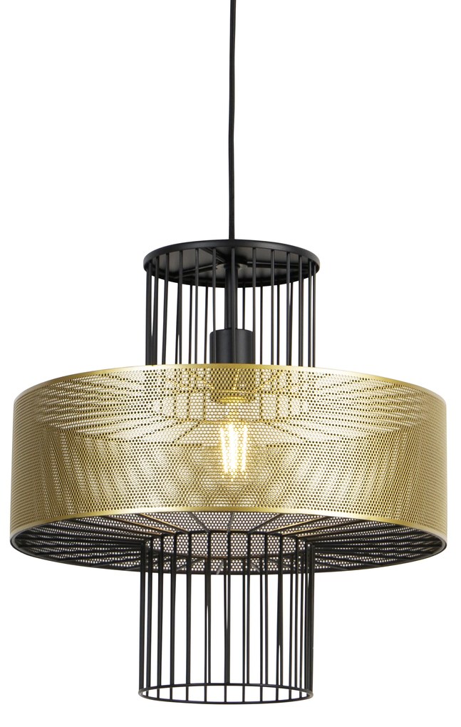 Lampă pendant de design aurie cu negru 40 cm - Tess
