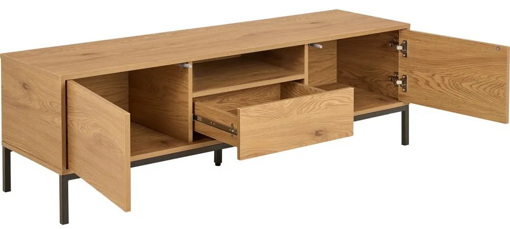 Comodă TV în culoare naturală cu aspect de lemn de stejar 140x45x40 cm Seaford – Actona