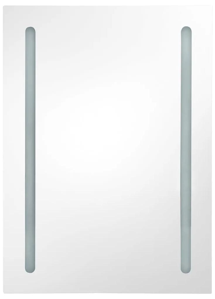 Dulap de baie cu oglinda si LED, gri, 50x13x70 cm Gri, 50 x 13 x 70 cm